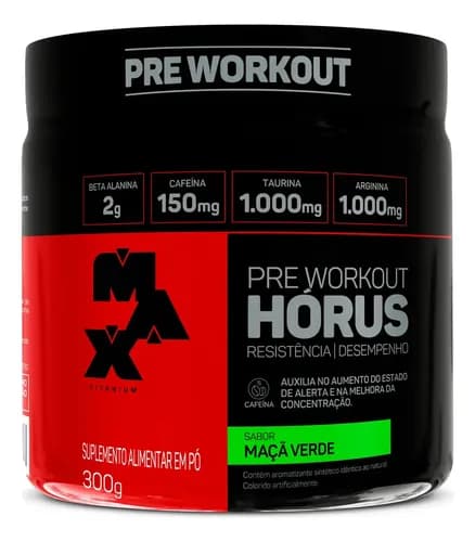 Pré-Treino Hórus Max Titanium 300g Maçã Verde