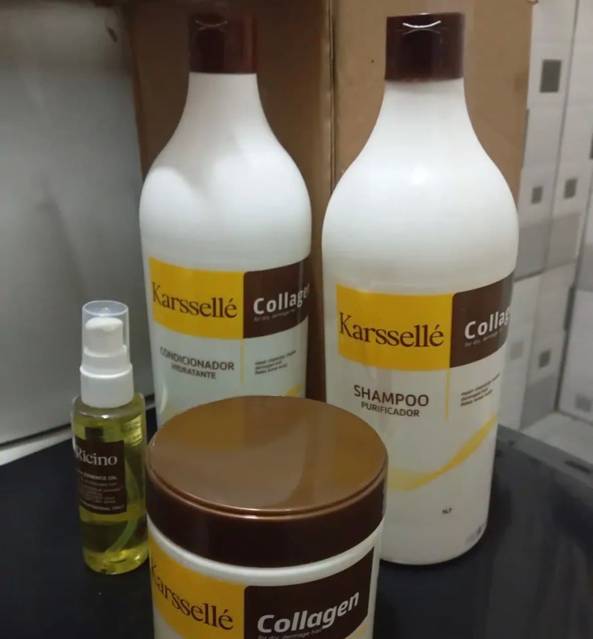 Kit Karssellé Shampoo 1L + Condicionador 1L + Máscara 500g + Óleo