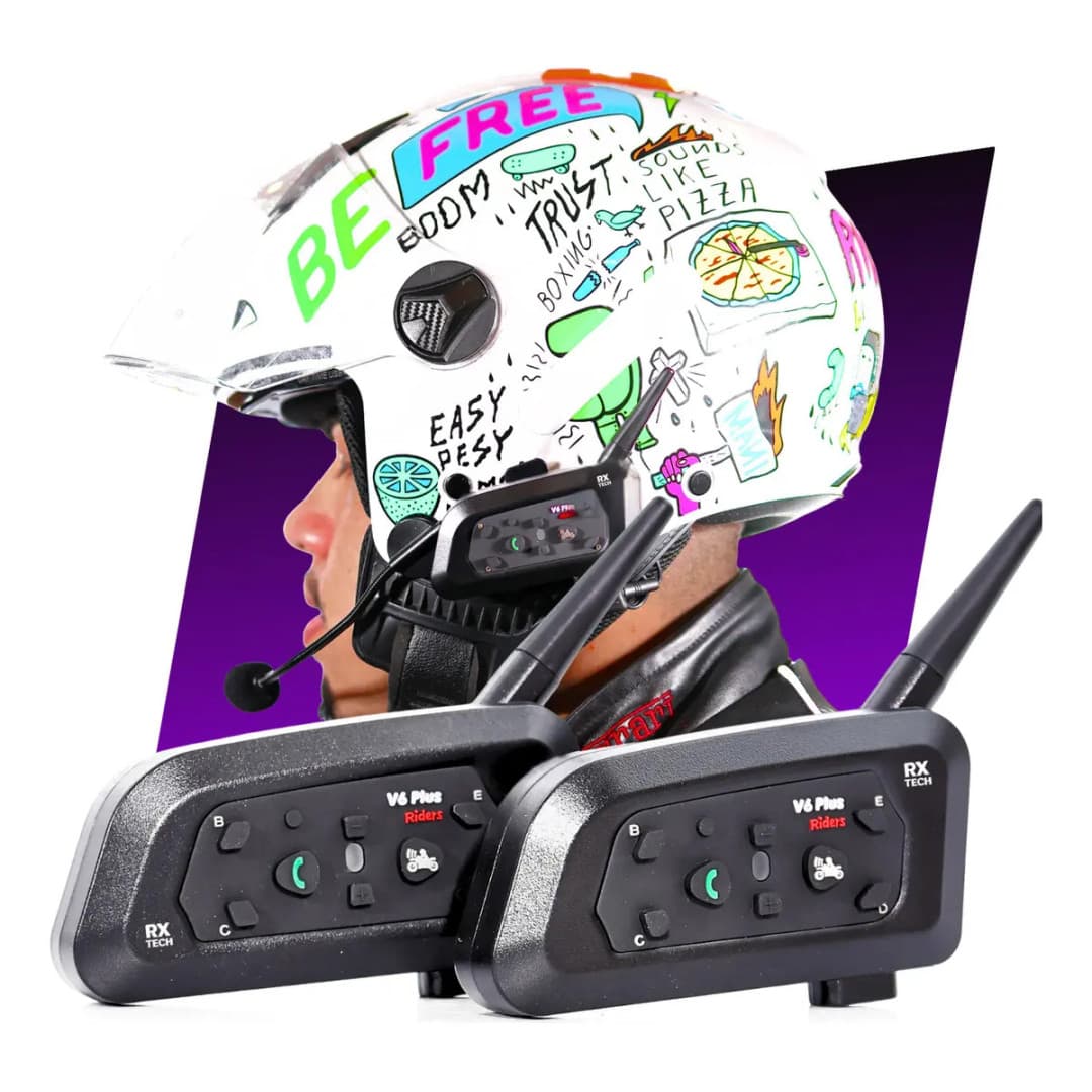 Par Intercomunicador V6 Plus para Capacete Bluetooth