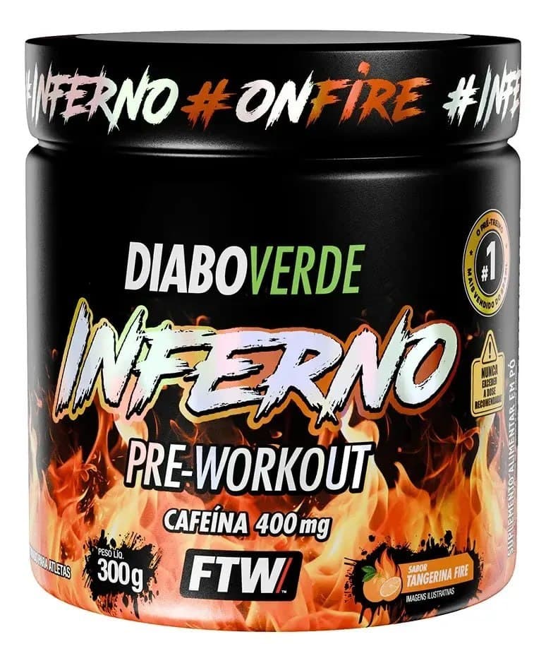 Suplemento FTW Diabo Verde Diablo em pó sabor Tangerina Fire X 300g